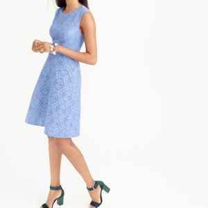 J. Crew Textured Eyelet Jacquard Dress sleeveless fit and flare blue 10 tall